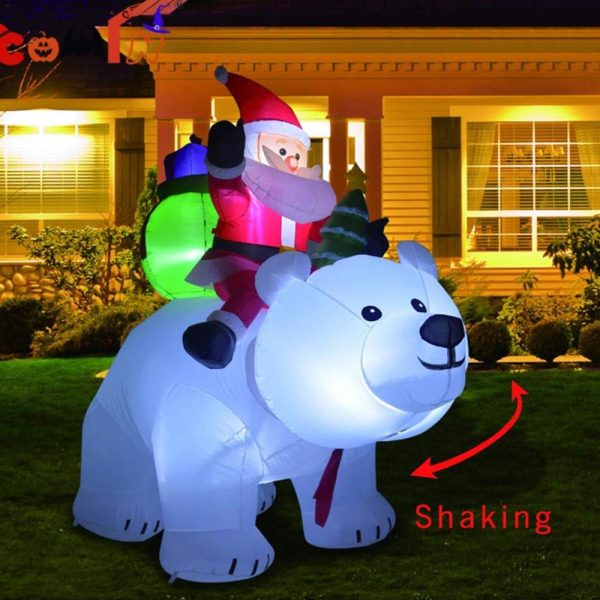 Inflatable Santa Claus Riding Polar Bear 2M Christmas Inflatable Toy Doll Garden Xmas Decoration