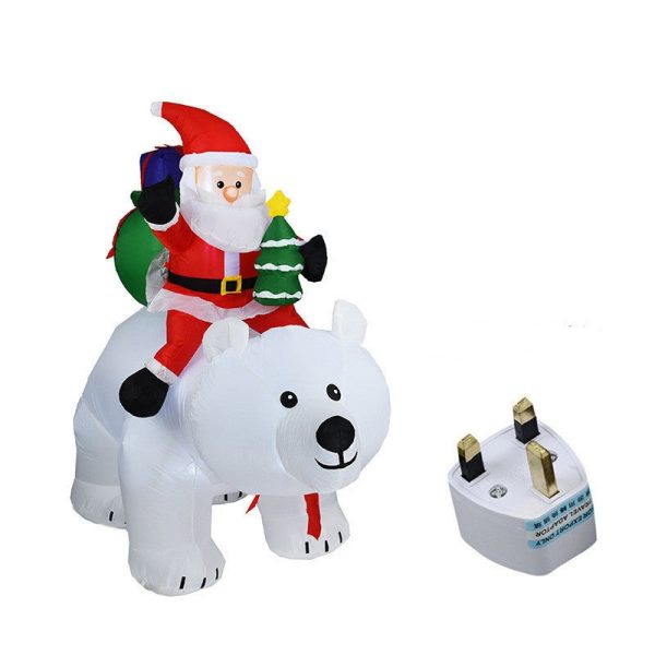 Inflatable Santa Claus Riding Polar Bear 2M Christmas Inflatable Toy Doll Garden Xmas Decoration