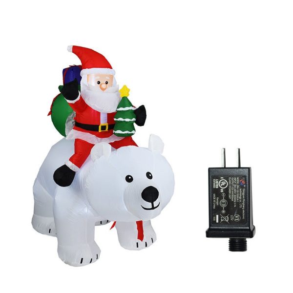 Inflatable Santa Claus Riding Polar Bear 2M Christmas Inflatable Toy Doll Garden Xmas Decoration