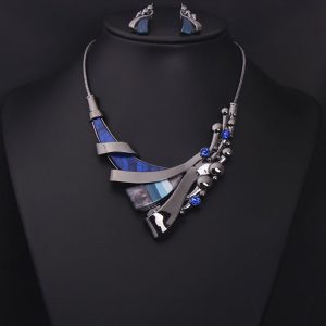 Jewelry Set, Luxury Gemstone Geometric Short Clavicle Necklace Dress