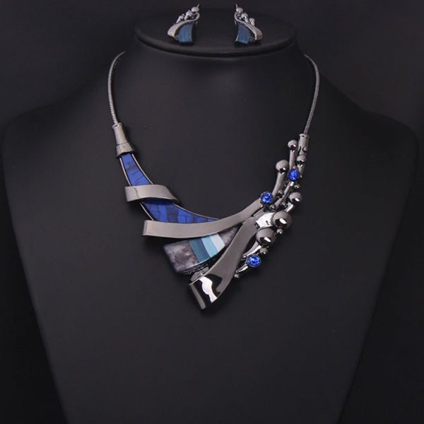 Jewelry Set, Luxury Gemstone Geometric Short Clavicle Necklace Dress