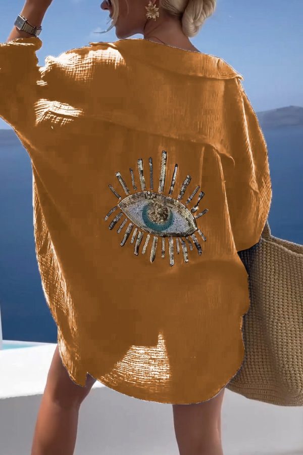 Evil Eye Shirt + Sequin Bead