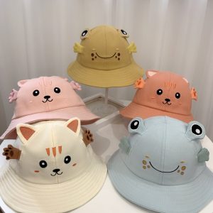 Kitten And Frog Sun Hat Small Pot Baby Hat