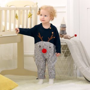 Knitted Cartoon Fawn Christmas Romper