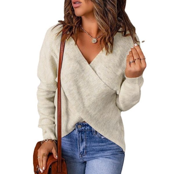 Knitted Women'S Sweater V-Neck Long Sleeve Outerwear