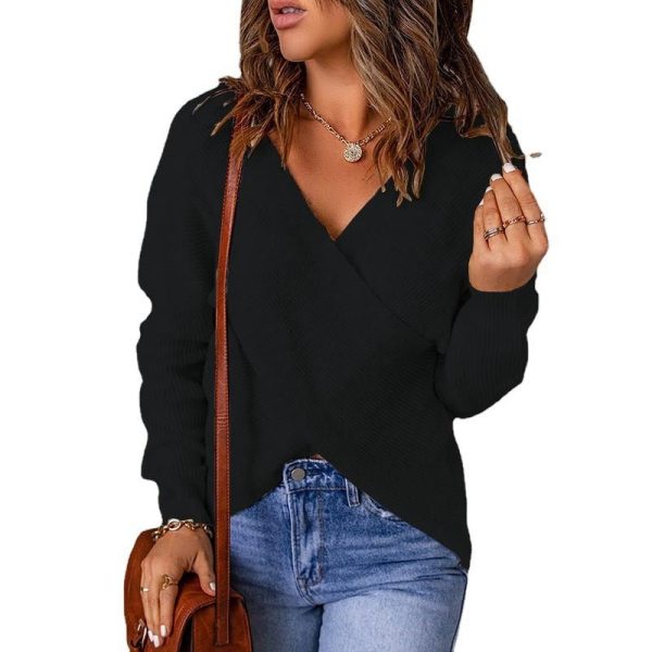 Knitted Women'S Sweater V-Neck Long Sleeve Outerwear