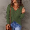 Knitted Women'S Sweater V-Neck Long Sleeve Outerwear