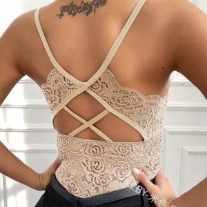 Lace Plus Size Spaghetti Straps Outerwear Vest Women'S Slim Fit Inner Wear Bottoming Shirt