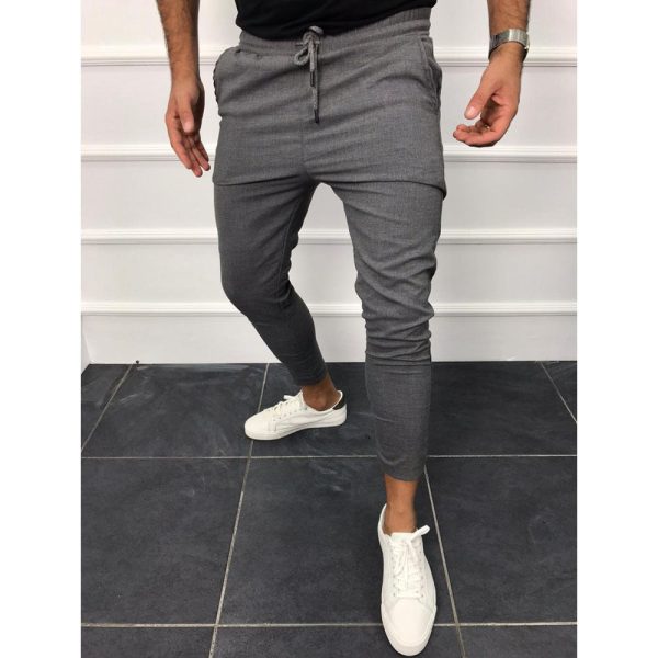 Lace-Up Casual Pants Solid Color Jogging Pants