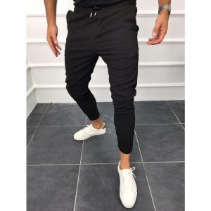 Lace-Up Casual Pants Solid Color Jogging Pants