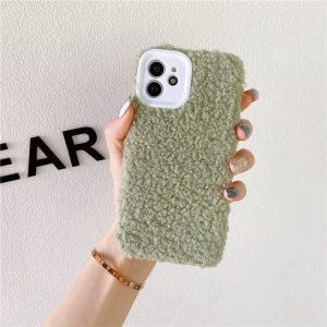 Lamb Plush Silicone Fine Hole Phone Case For Iphone