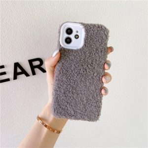 Lamb Plush Silicone Fine Hole Phone Case For Iphone