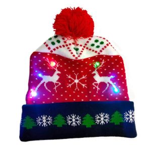 Led Christmas Hat Sweater Knitted Beanie Christmas Light Up Knitted Hat