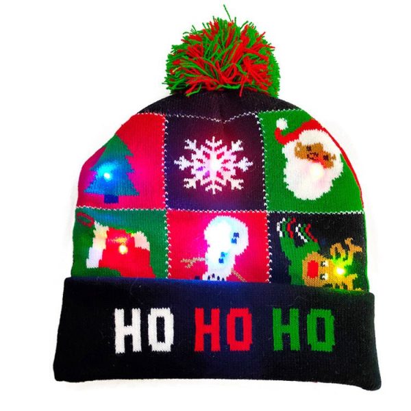 Led Christmas Hat Sweater Knitted Beanie Christmas Light Up Knitted Hat