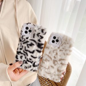 Leopard Print Plush Mobile Phone Case For Iphone