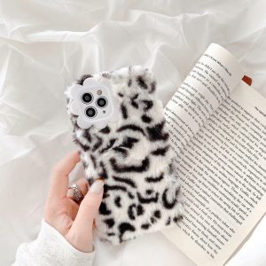 Leopard Print Plush Mobile Phone Case For Iphone