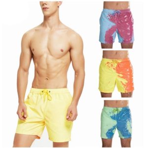 Magical Change Color Beach Shorts Summer Men Swimming Trunks Quick Dry