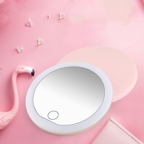 Make-Up Mirror With Light To Carry Hand-Held Vanity Mirror