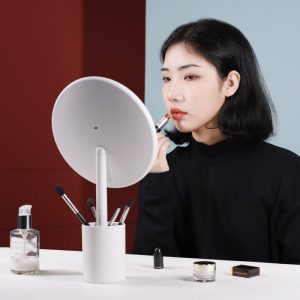 Makeup Mirror With Lights Brush Holder