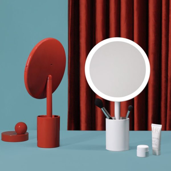 Makeup Mirror With Lights Brush Holder