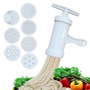 Manual Noodle Maker Press Pasta Maker Machine Crank Cutter Cookware With 5 Pressing Molds