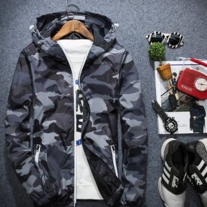 Men Camouflage Jackets Casual Hooded Luminous Zipper Coats