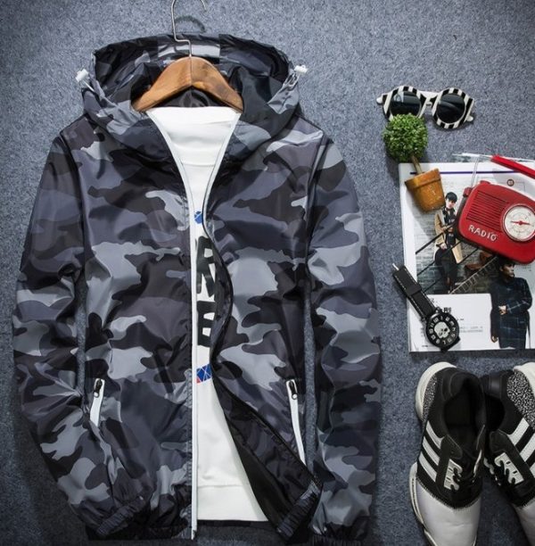 Men Camouflage Jackets Casual Hooded Luminous Zipper Coats