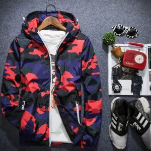 Men Camouflage Jackets Casual Hooded Luminous Zipper Coats