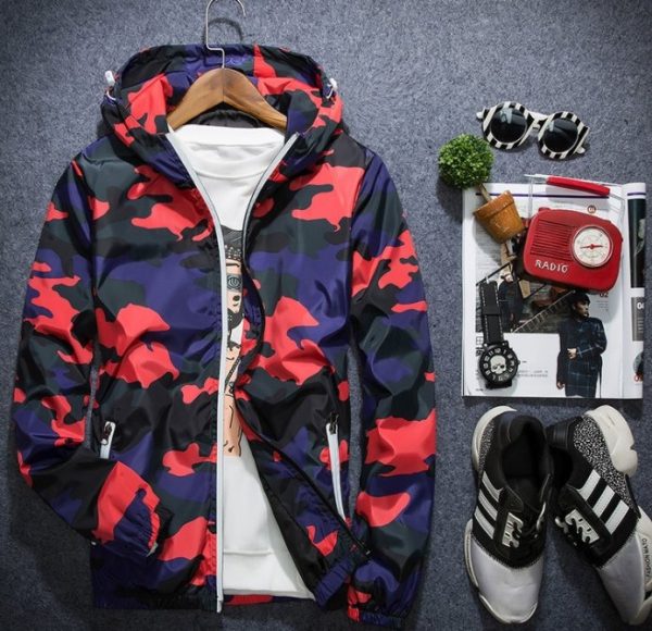 Men Camouflage Jackets Casual Hooded Luminous Zipper Coats