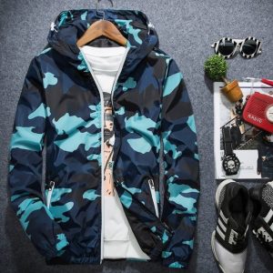 Men Camouflage Jackets Casual Hooded Luminous Zipper Coats