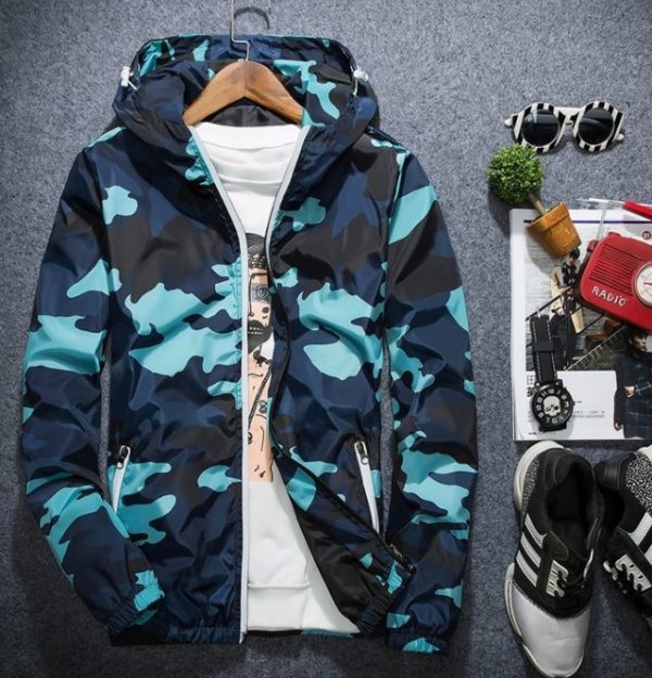 Men Camouflage Jackets Casual Hooded Luminous Zipper Coats