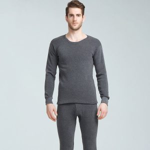 Men Round Neck Warm Pajamas Suit