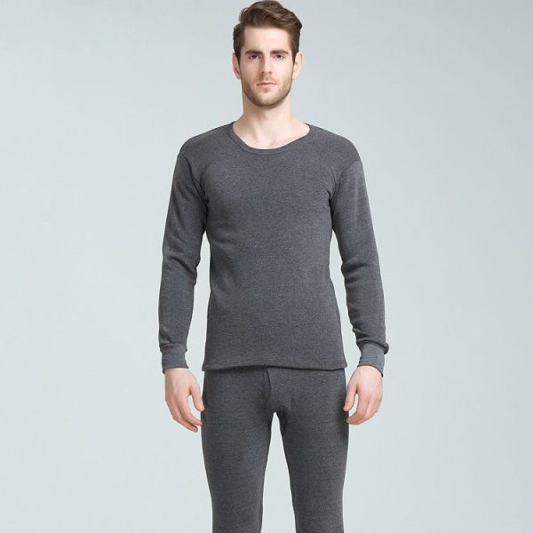 Men Round Neck Warm Pajamas Suit