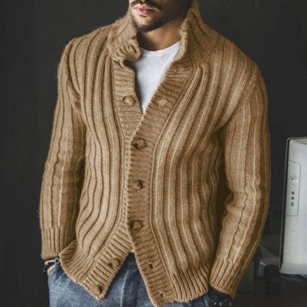 Men'S Casual Single-Breasted Knitted Sweater