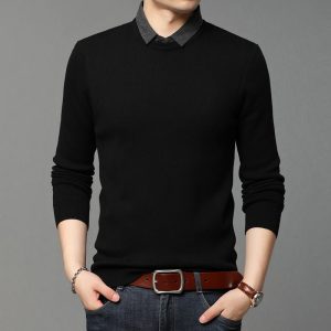 Men'S Two Piece Shirt Collar Sweater