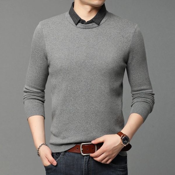 Men'S Two Piece Shirt Collar Sweater