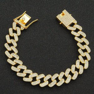 Men'S Full Diamond Cuban Bracelet