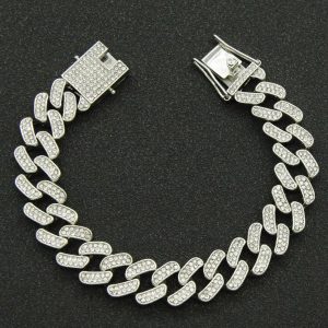 Men'S Full Diamond Cuban Bracelet