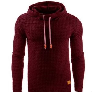 Men'S Jacquard Sweater Long-Sleeved Hoodie Warm Color Hooded Sweatshirt Jacket