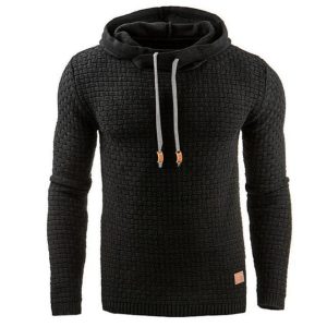 Men'S Jacquard Sweater Long-Sleeved Hoodie Warm Color Hooded Sweatshirt Jacket