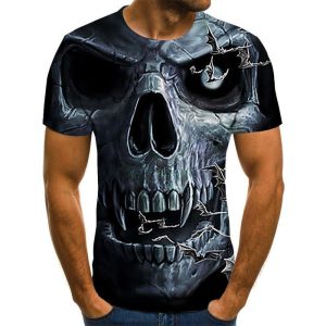 Men'S Skull Print Short Sleeve T-Shirt