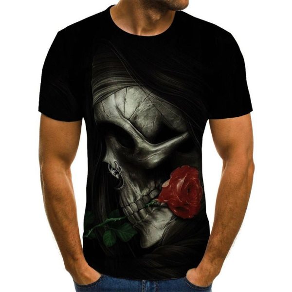 Men'S Skull Print Short Sleeve T-Shirt