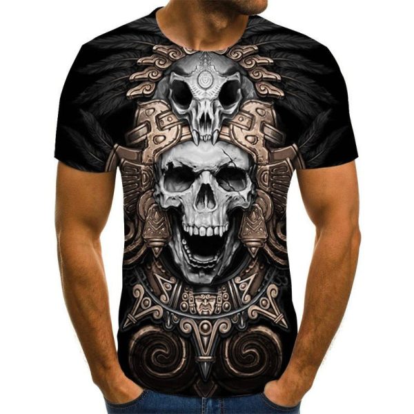 Men'S Skull Print Short Sleeve T-Shirt