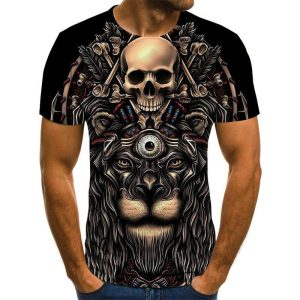 Men'S Skull Print Short Sleeve T-Shirt