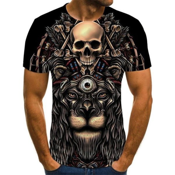 Men'S Skull Print Short Sleeve T-Shirt