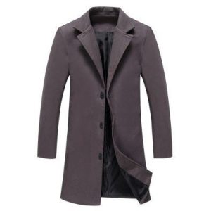 Mens Solid Color Casual Business Woolen Coats