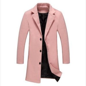 Mens Solid Color Casual Business Woolen Coats