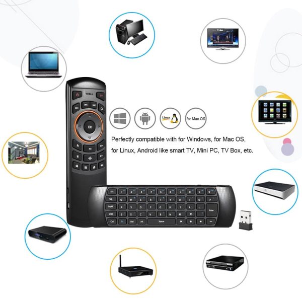 Mini 2.4Ghz Wireless Qwerty Keyboard Air Mouse 6 Axes Gyroscope For Mini Pc Tv Box