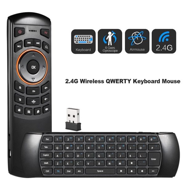 Mini 2.4Ghz Wireless Qwerty Keyboard Air Mouse 6 Axes Gyroscope For Mini Pc Tv Box