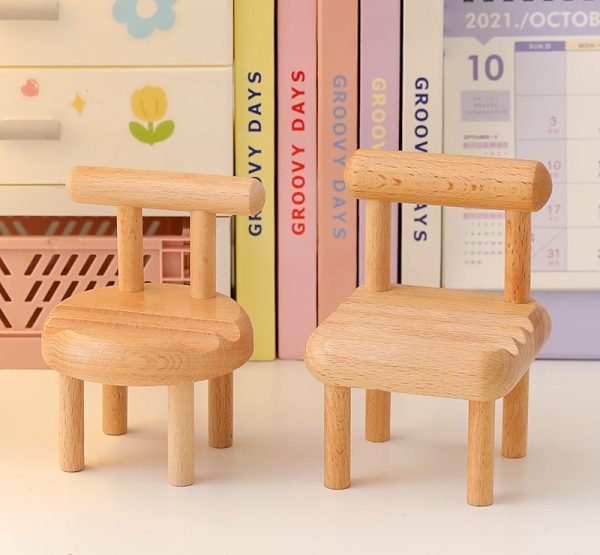 Mobile Phone Holder Creative Small Wooden Chair Holder